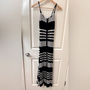 Acemi Striped Maxi Dress in Black and Gray